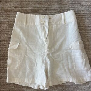 Women's Meshki White Linen Shorts